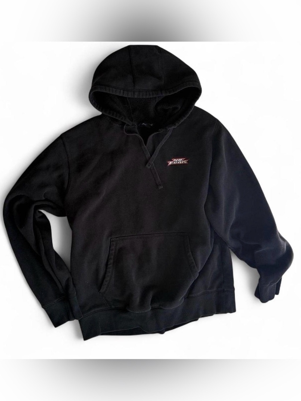 No Fear VNTG Embroidered Logo Pullover Hoodie Black Size L